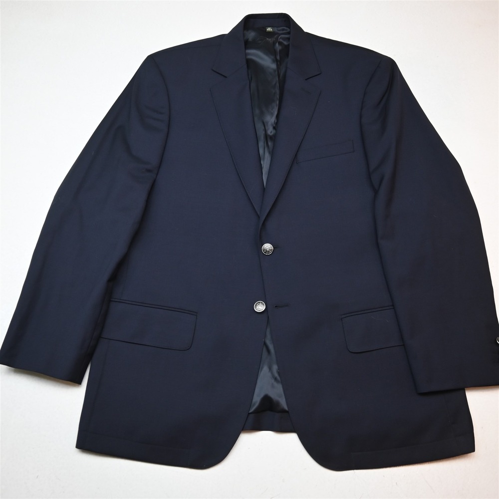 NEW Orvis 44R Navy Blue 100% Wool Zip Pocket Mens Blazer Suit Jacket Sport Coat